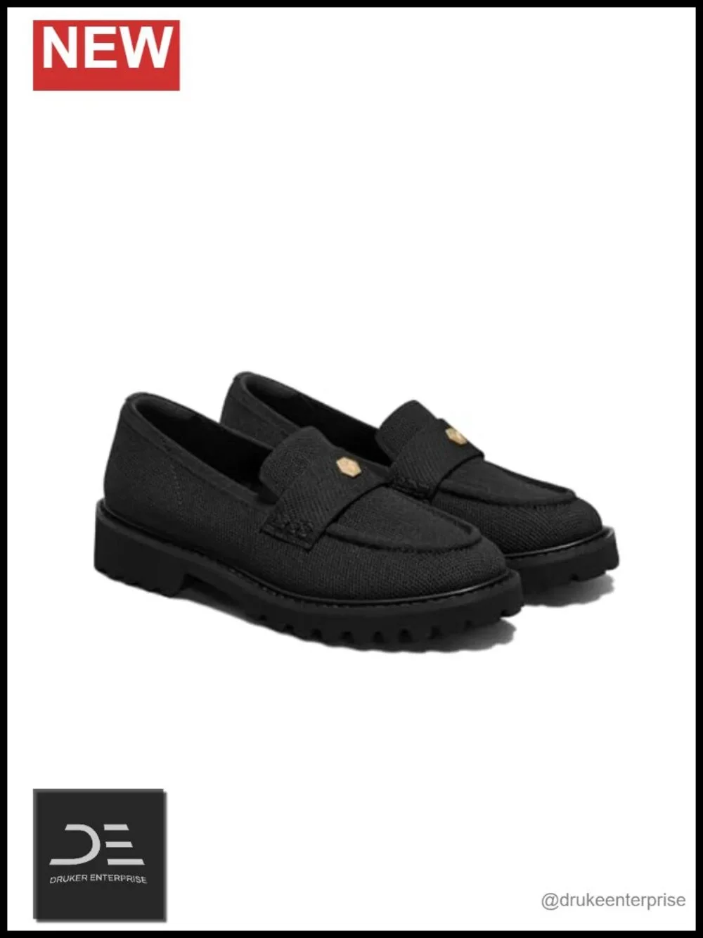 Women's Platform Chunky Heel Loafers Slip-Resistant Lug Sole Almond Toe